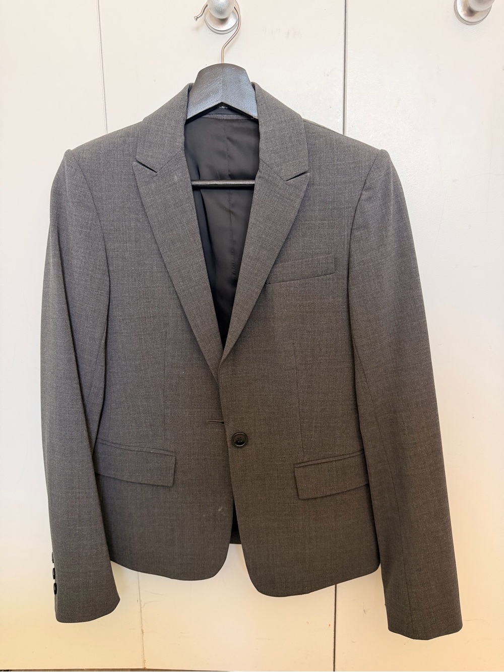 Theory Women's Gray Single-Button Wool Blazer